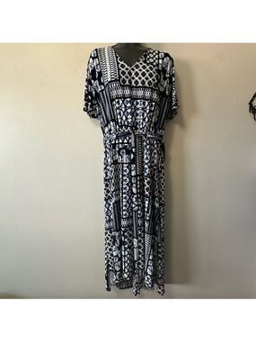 Westport Navy and White Patterned Midi Dress Mesium